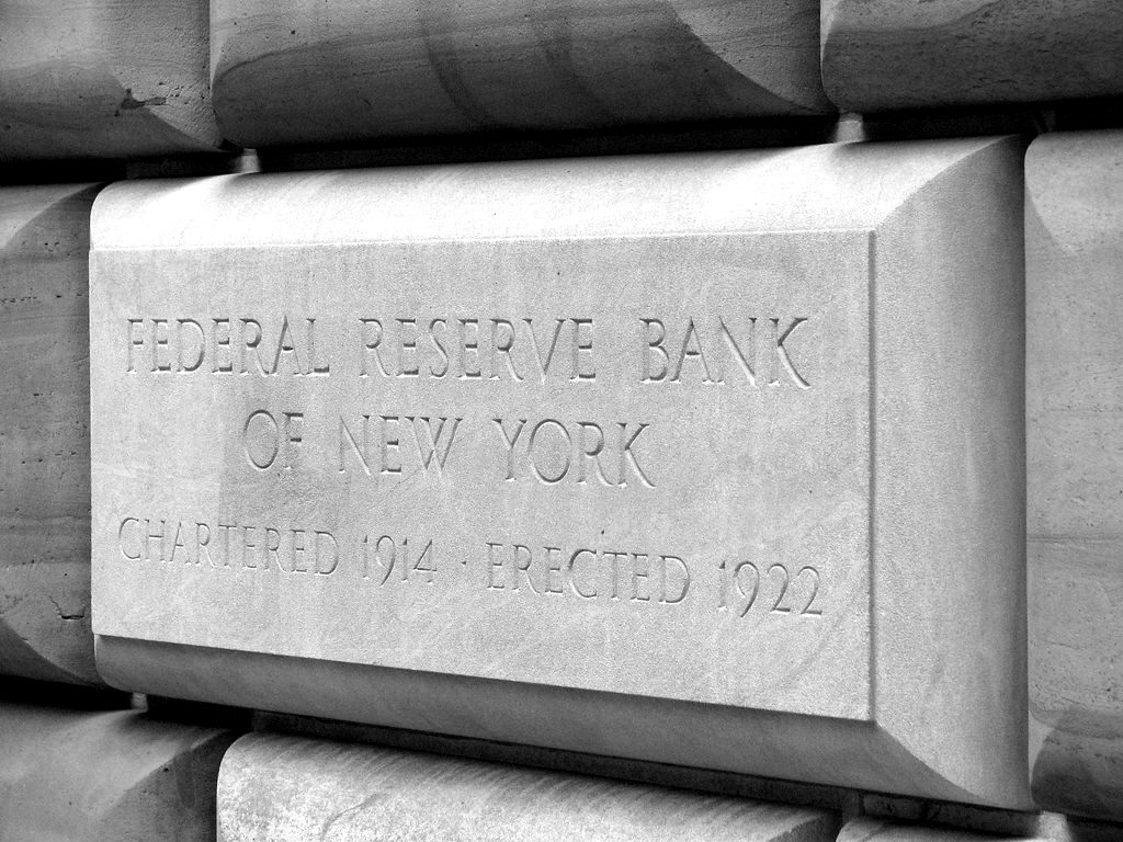 Carved cornerstone of the Federal Reserve Bank of New York