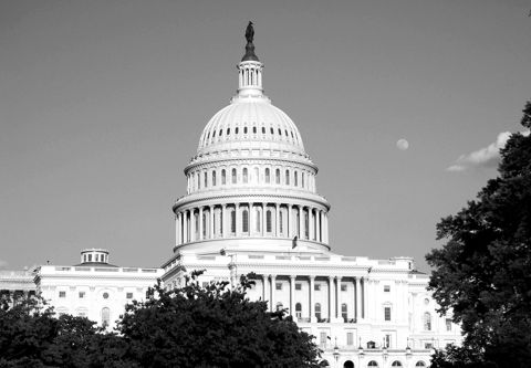 The US Capitol dome under a blue sky
