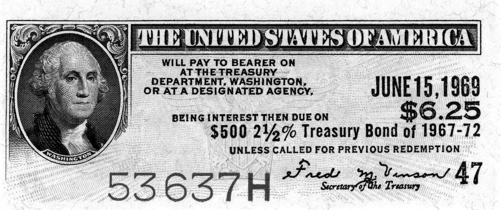 A historical US Treasury bond certificate