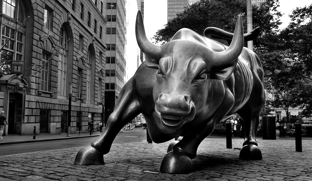 The Charging Bull bronze sculpture in Lower Manhattan