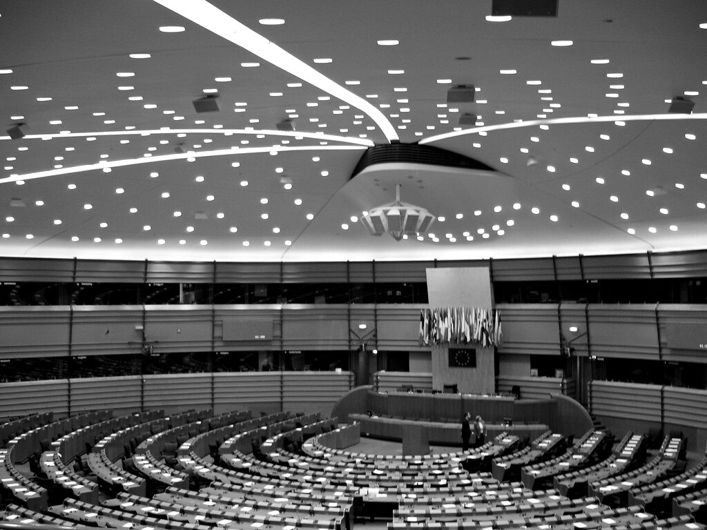 The hemicycle chamber of the European Parliament