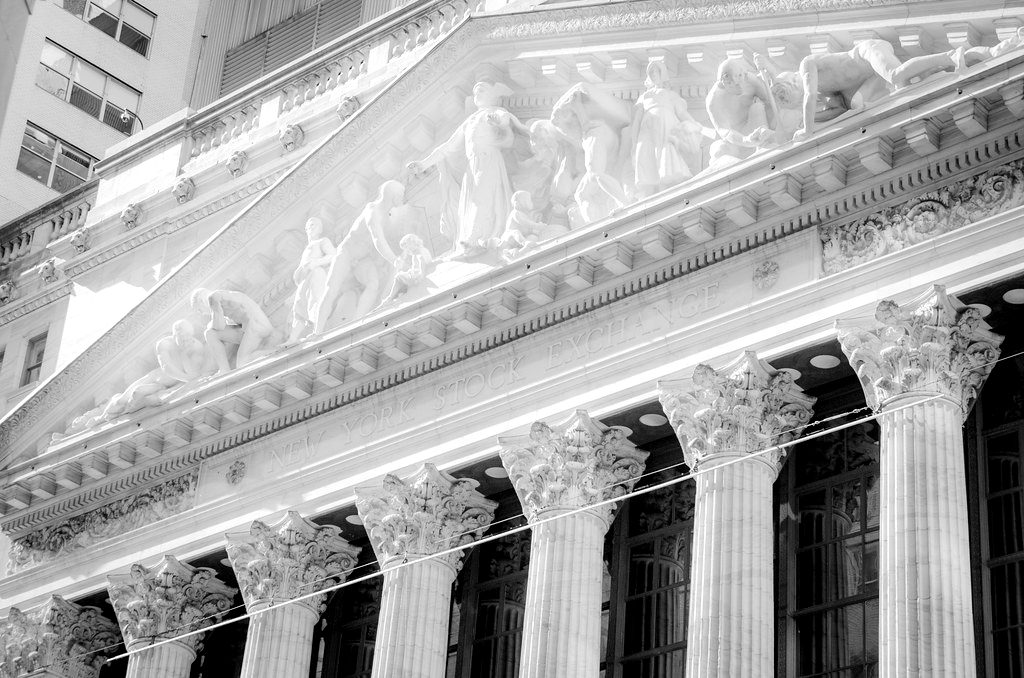 The columned facade of the New York Stock Exchange